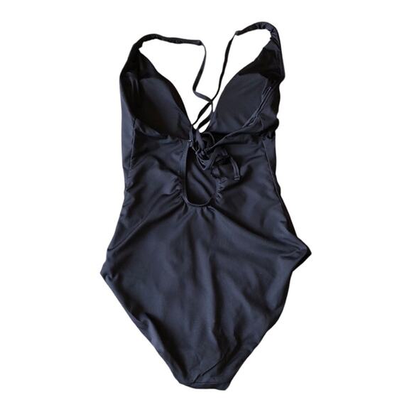Andie NWT The Bali Flattering Neckline One Piece Swimsuit Black Small Tall - Picture 8 of 15